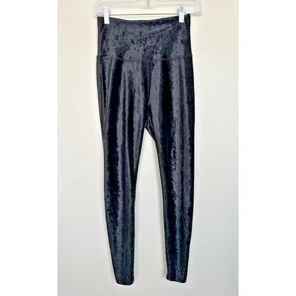 Beyond Yoga Velour Alloy Full Length Black Leggings Shiny High Waist Size Small - Picture 2 of 10